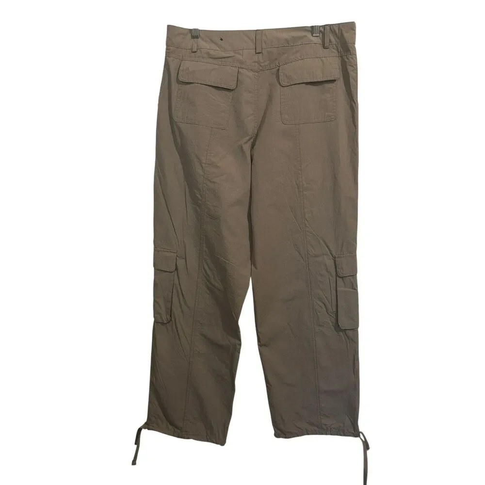 623 Taupe Cargo Pants Size L Wide Leg Utility Pants Multi Pocket